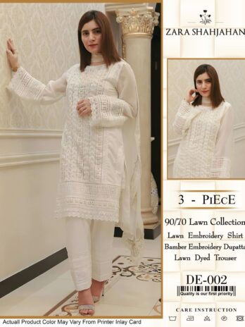 Presented Luxury   Embroidery Zara Shah Jahan 002 on 90/70 fine Airjet Lawn